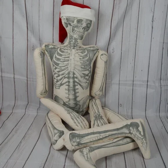 NEW LARGE John Derian x Target CHRISTMAS XMAS SANTA Stuffed Skeleton Pillow 63” - Picture 1 of 14